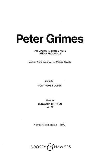 Livro PETER GRIMES OP. 33 OPERA BENJAMIN BRITTEN