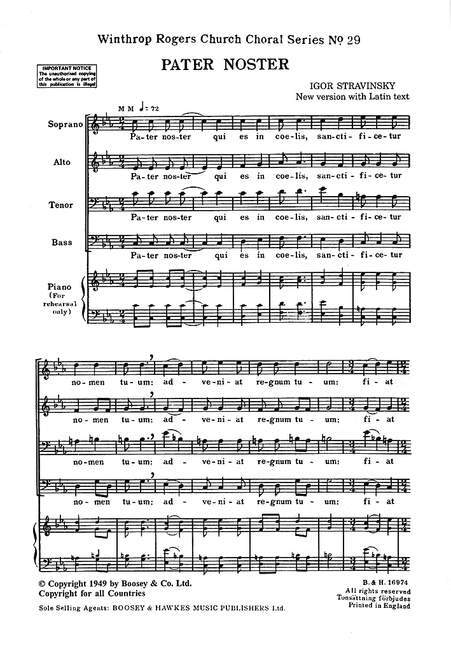 Prasa PATER NOSTER CHANT IGOR STRAVINSKY
