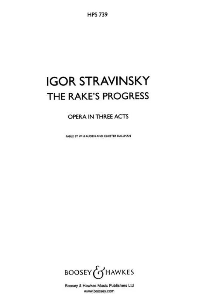 Knjiga DER WUSTLING (THE RAKE'S PROGRESS) IGOR STRAVINSKY