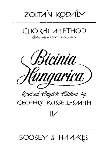 Tiskovina BICINIA HUNGARICA VOL. 4 CHANT ZOLTAN KODALY