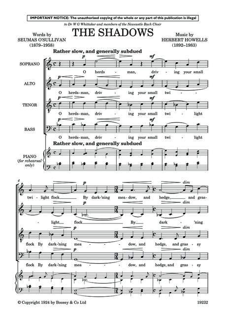 Articles imprimés THE SHADOWS CHANT HERBERT HOWELLS