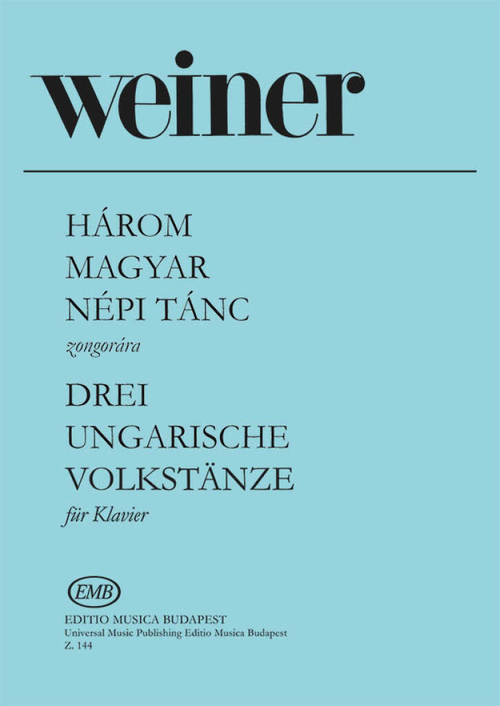 Knjiga DREI UNGARISCHE VOLKSTANZE PIANO LEO WEINER