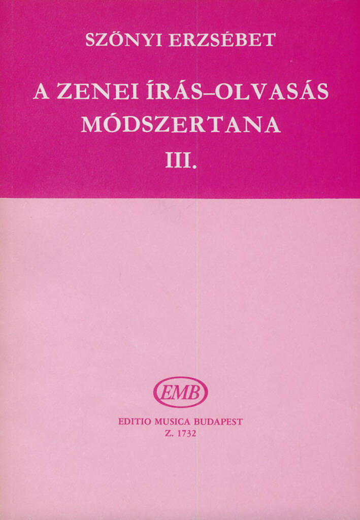 Buch METHODIK BD 3 (E) FORMATION MUSICALE ERZSEBET SZONYI
