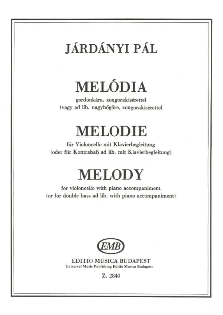 Boek MELODIE VIOLONCELLE PAL JARDANYI