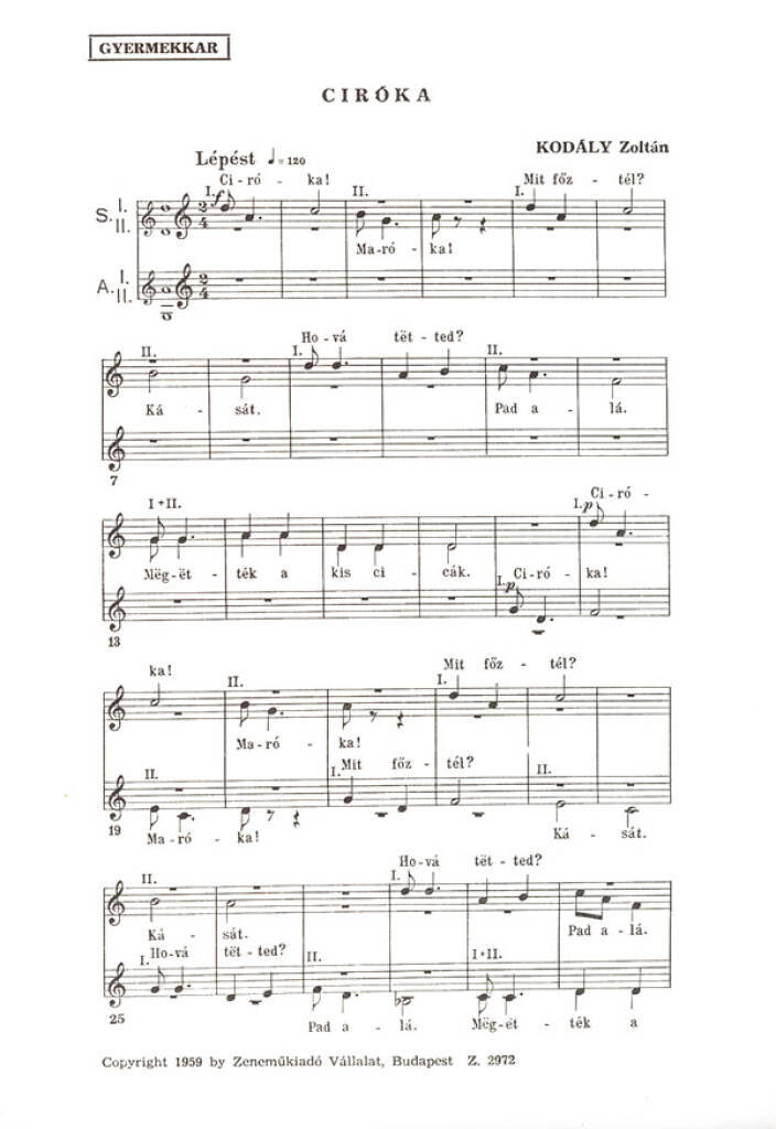 Knjiga CIROKA CHANT ZOLTAN KODALY