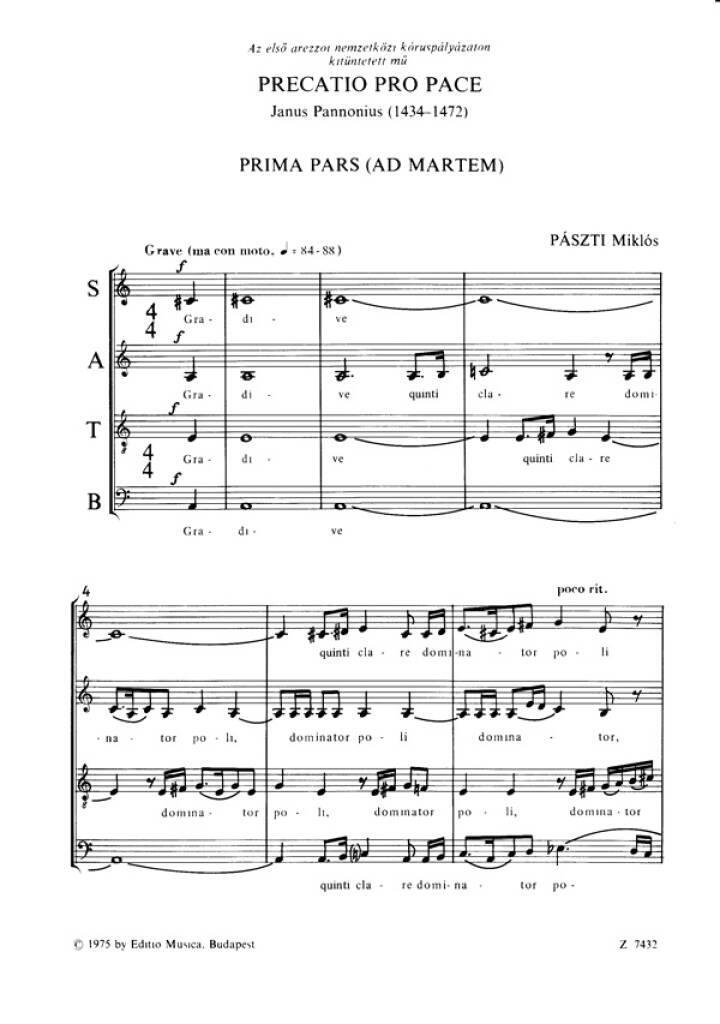 Knjiga PRECATIO PRO PACE CHANT MIKLOS PASZTI