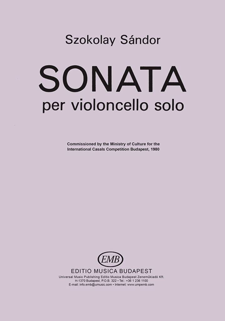 Boek SONATE VIOLONCELLE SANDOR SZOKOLAY