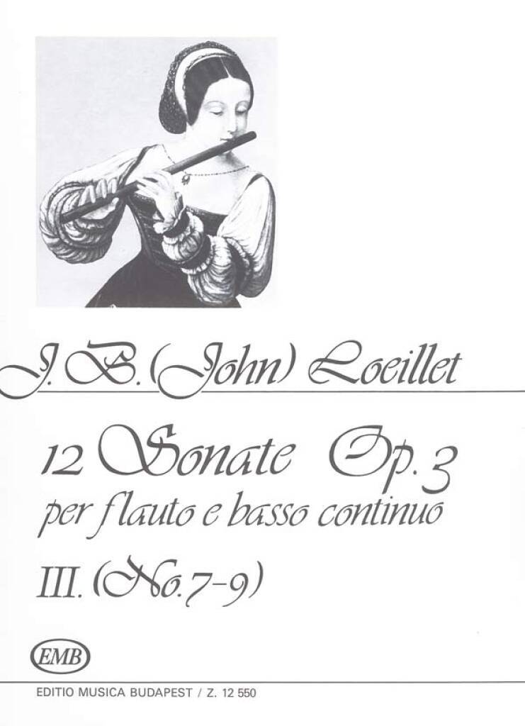 Knjiga 12 SONATE III OP. 3 FLUTE TRAVERSIERE JEAN-BAPTISTE LOEILL