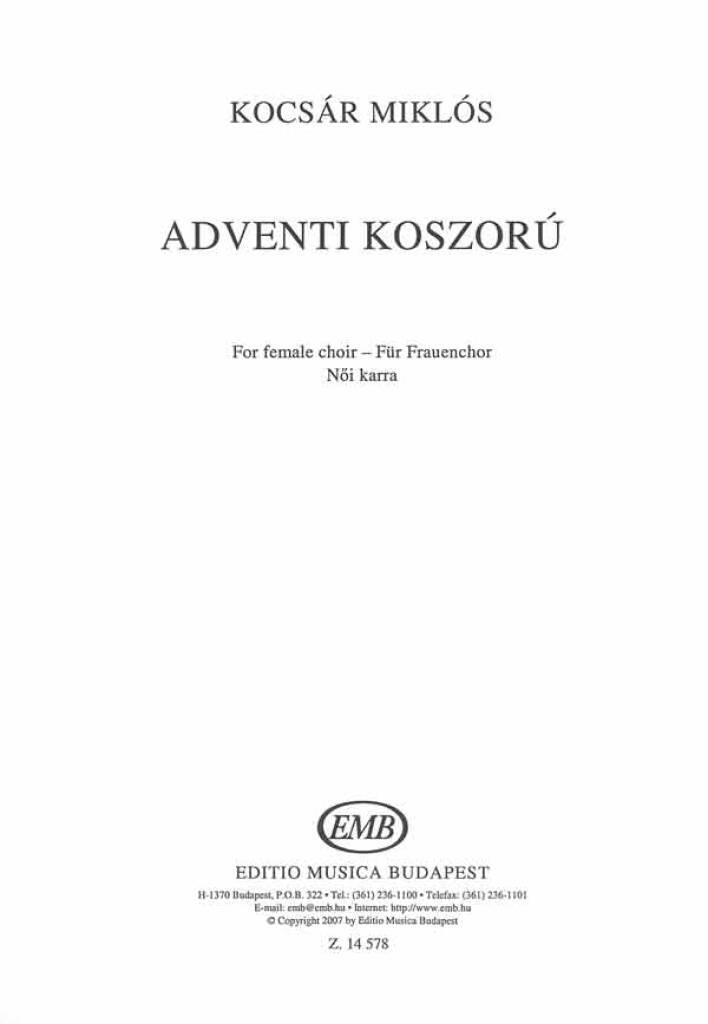 Kniha VIER ADVENTSLIEDER CHANT MIKLOS KOCSAR
