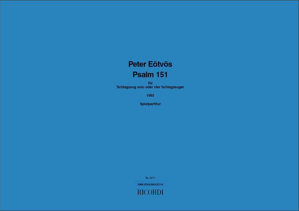 Book PSALM 151 PERCUSSIONS PETER EOTVOS