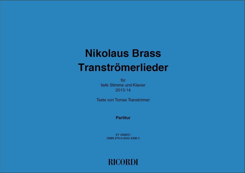 Knjiga TRANSTROMERLIEDER CHANT NIKOLAUS BRASS