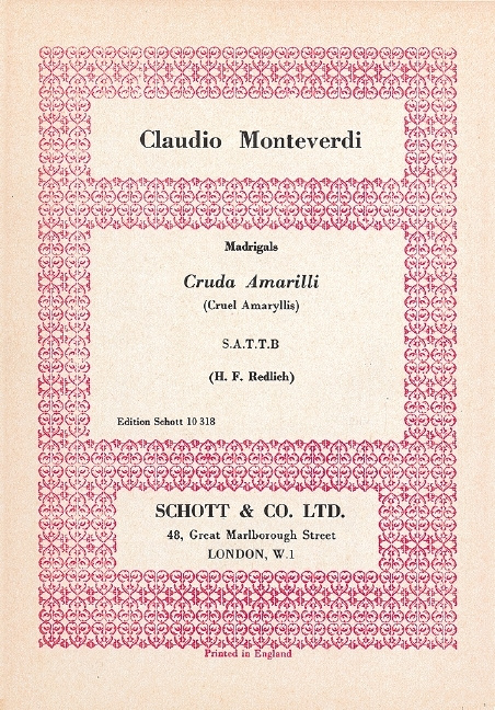 Materiale tipărite CRUDA AMARILLI CLAUDIO MONTEVERDI