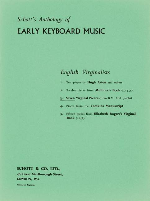 Articles imprimés SEVEN VIRGINAL PIECES PIANO FRANK DAWES