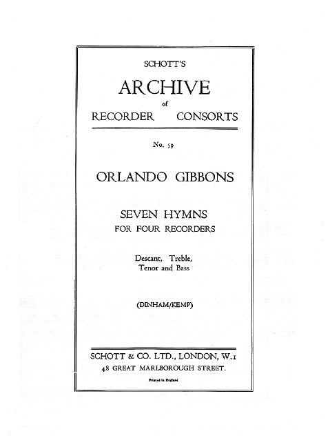 Printed items 7 HYMNS ORLANDO GIBBONS