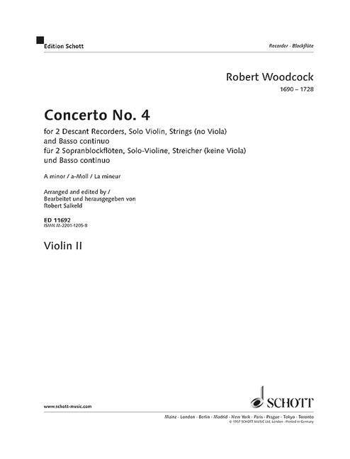 Tiskani izdelki CONCERTO NO. 4 IN A MINOR FLUTE A BEC ROBERT WOODCOCK
