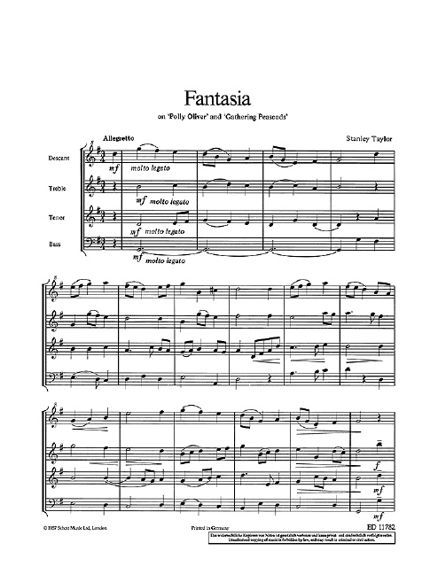 Pubblicazioni cartacee FANTASIA FLUTE A BEC STANLEY TAYLOR