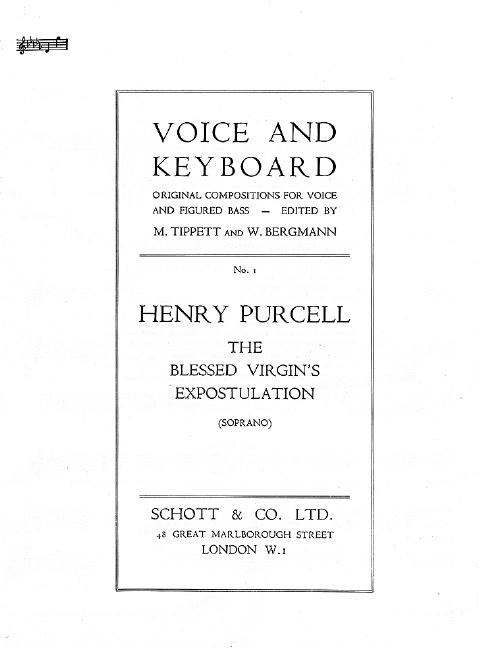 Prasa THE BLESSED VIRGIN'S EXPOSTULATION CHANT HENRY PURCELL