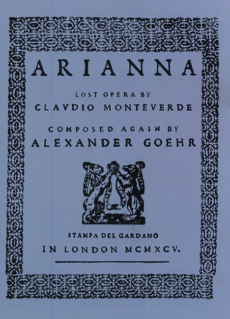 Drucksachen ARIANNA OP. 58 CHANT ALEXANDER GOEHR