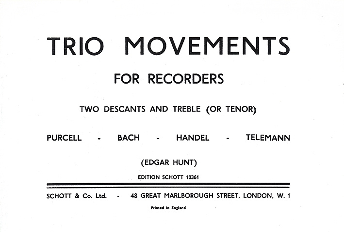 Pubblicazioni cartacee TRIO MOVEMENTS FOR RECORDERS JOHANN SEBASTIAN BAC