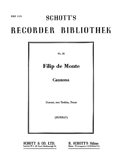 Materiale tipărite CANZONA PHILIPPE DE MONTE