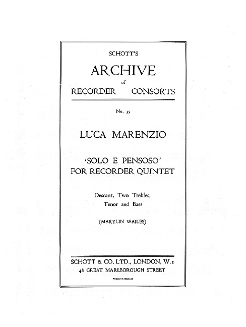 Prasa SOLO E PENSOSO LUCA MARENZIO