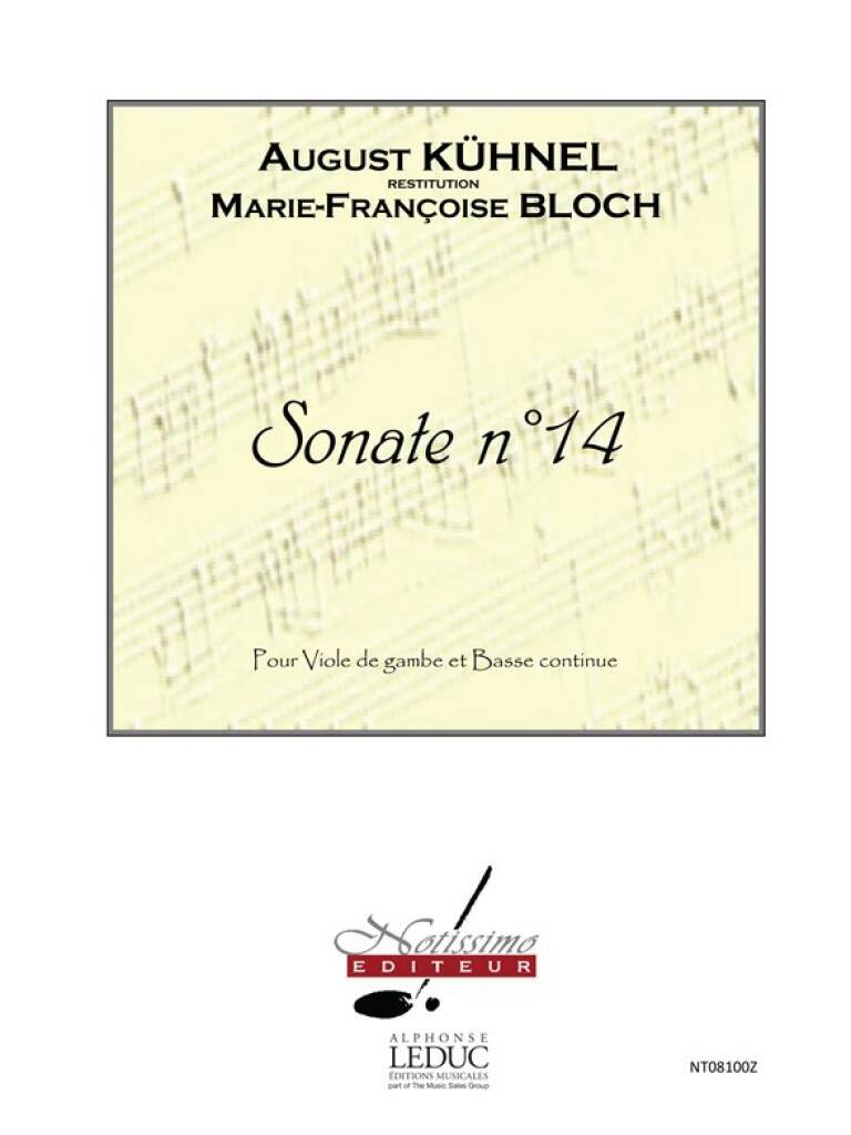 Knjiga KUHNEL BLOCH SONATE NO.14 VIOLA DA GAMBA & BASSO CONTINUO BOOK KUHNEL