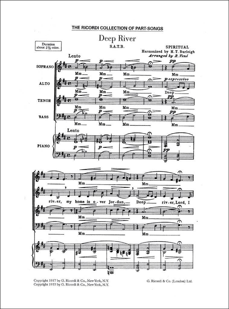 Knjiga DEEP RIVER SATB CHANT HARRY T. BURLEIGH