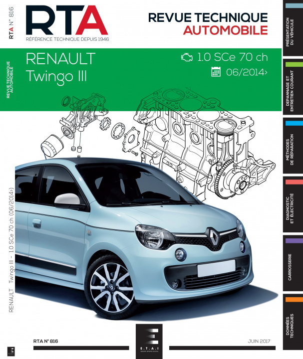 Kniha RTA 816 Twingo III : 1.0i (71 ch) (depuis 2014) ETAI