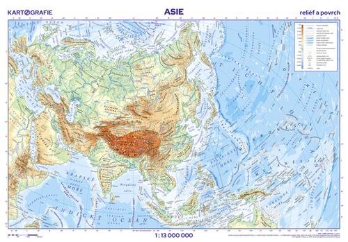 Tiskanica Asie Nástěnná mapa 1:13 000 000 