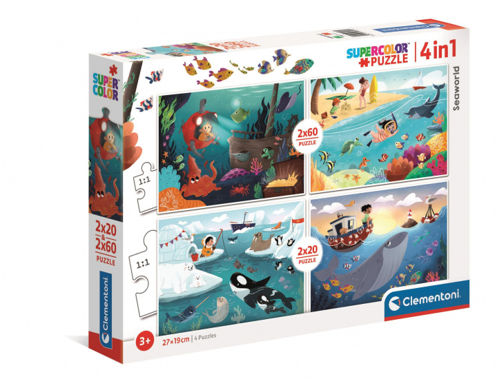 Joc / Jucărie Puzzle 4w1 super color Podwodny świat 21308 