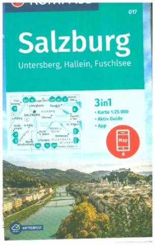 Nyomtatványok KOMPASS Wanderkarte 017 Salzburg, Untersberg, Hallein, Fuschlsee 1:25.000 