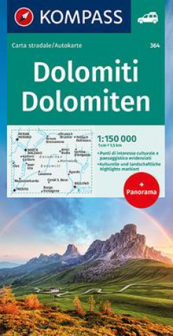 Tiskovina KOMPASS Panorama Dolomiten 1:150000 
