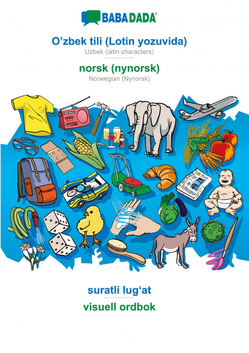 Carte BABADADA, O'zbek tili (Lotin yozuvida) - norsk (nynorsk), suratli lugÊ»at - visuell ordbok 