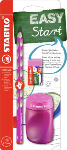 Papírenské zboží STABILO EASYgraph školní set - růžový R s ořezávatkem a pryží 