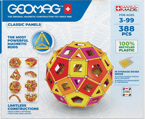 Joc / Jucărie Stavebnice Geomag Classic Panels Masterbox Warm 388 pcs 
