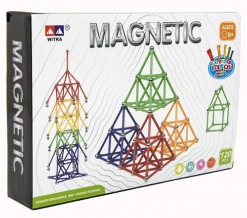 Game/Toy Magnetická stavebnice 120 ks plast/kov v krabici 