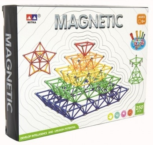 Hra/Hračka Magnetická stavebnice 250 ks plast/kov v krabici 
