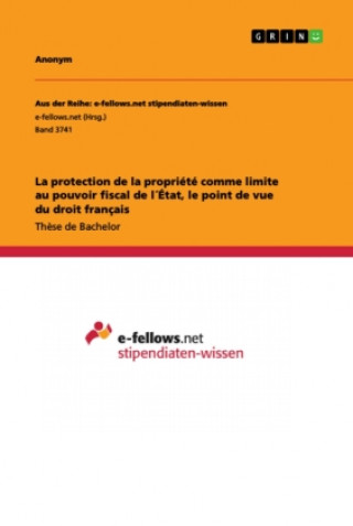 Kniha La protection de la propriété comme limite au pouvoir fiscal de l'État, le point de vue du droit français 
