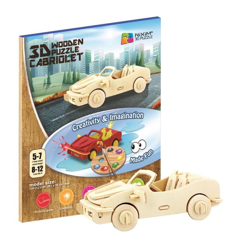 Game/Toy NiXiM Dřevěné 3D puzzle - Kabriolet 