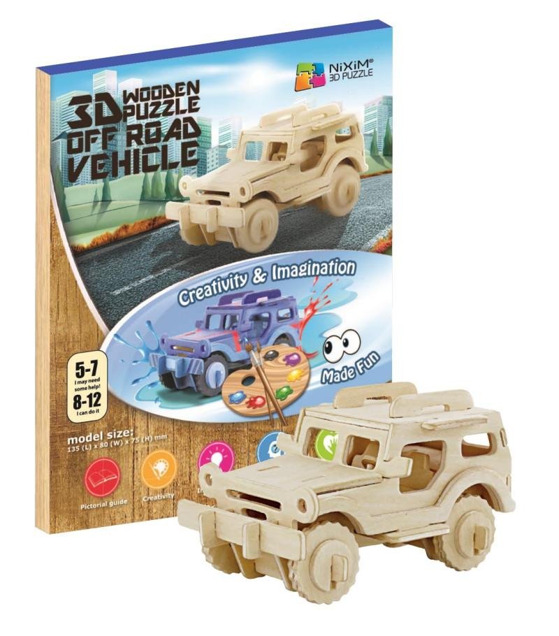 Game/Toy NiXiM Dřevěné 3D puzzle - Terénní auto 