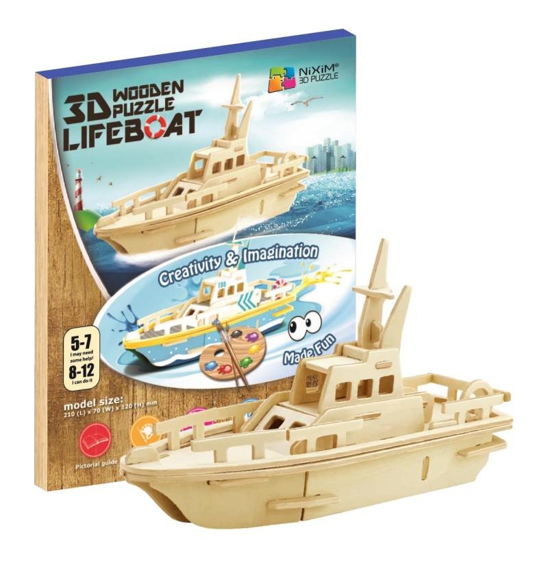 Játék NiXiM Dřevěné 3D puzzle - Záchranná loď 
