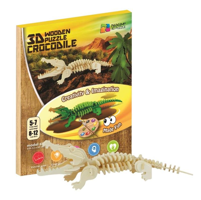 Játék NiXiM Dřevěné 3D puzzle - Krokodýl 