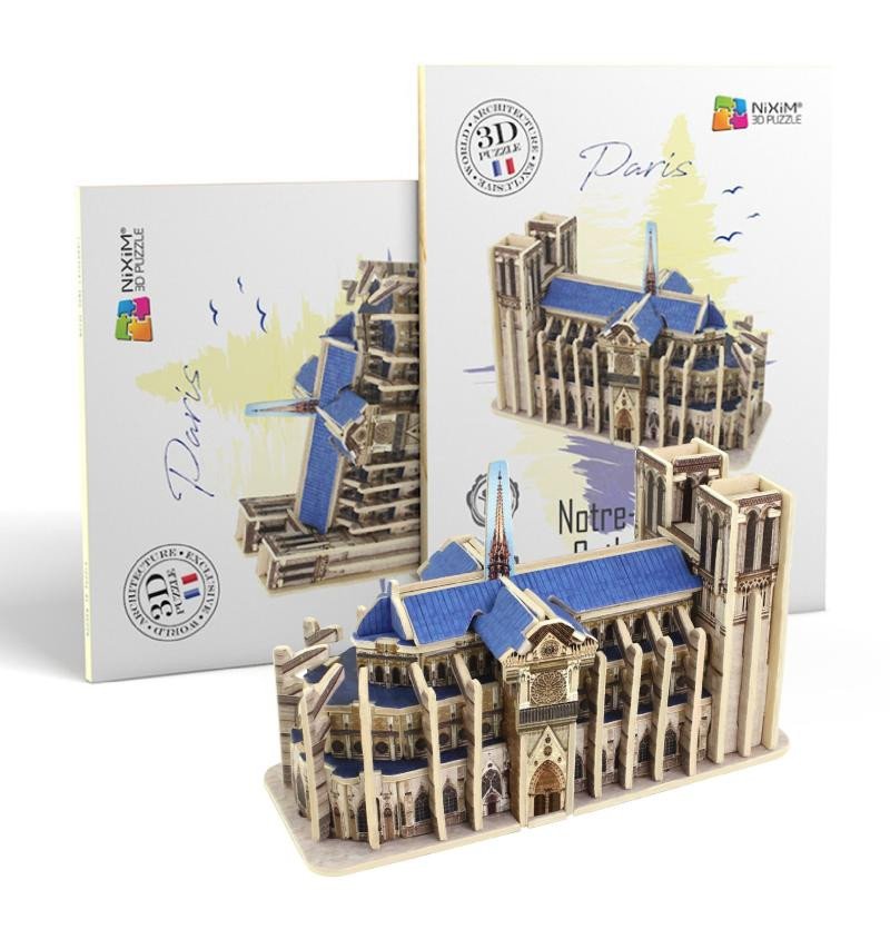 Hra/Hračka NiXiM Dřevěné 3D puzzle - Katedrála Notre Dame 