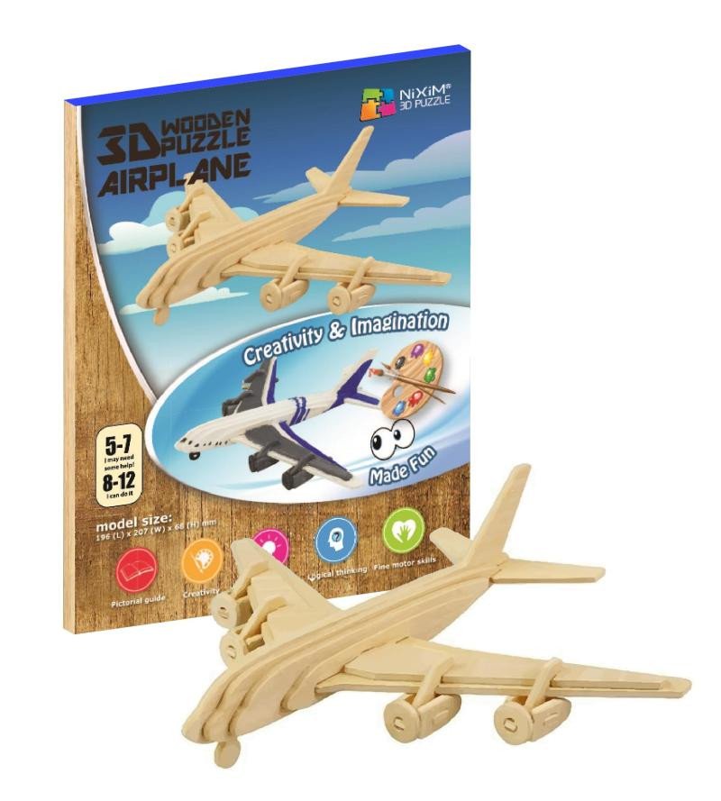 Game/Toy NiXiM Dřevěné 3D puzzle - Letadlo 