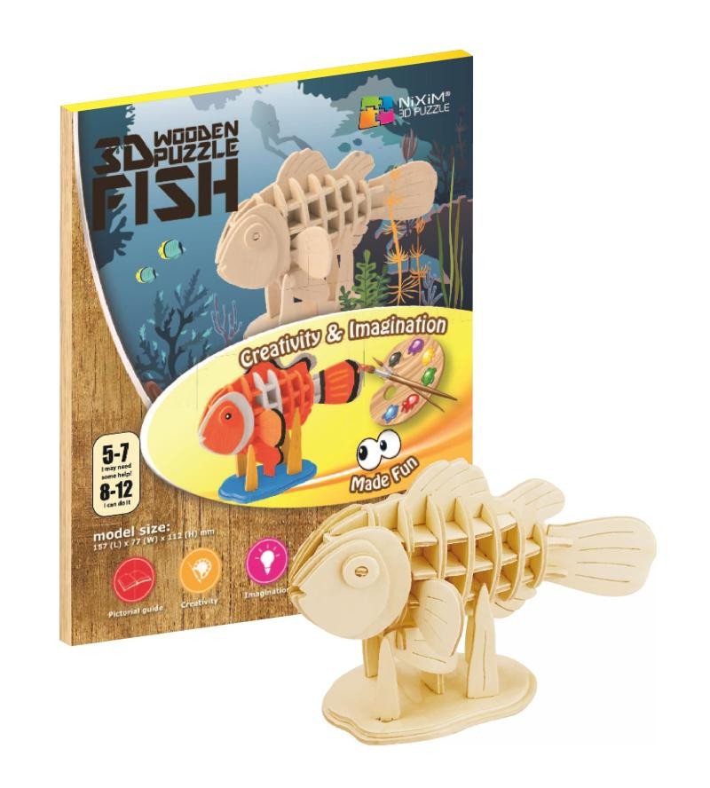 Hra/Hračka NiXiM Dřevěné 3D puzzle - Ryba 