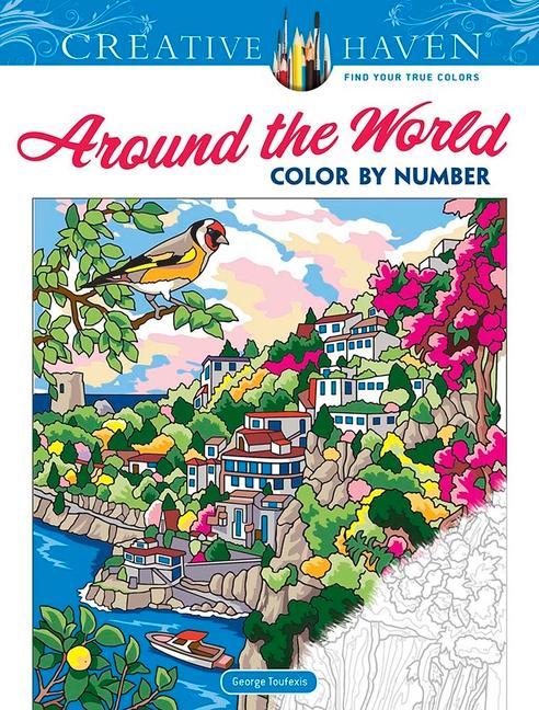 Book Creative Haven Around the World Color by Number George Toufexis