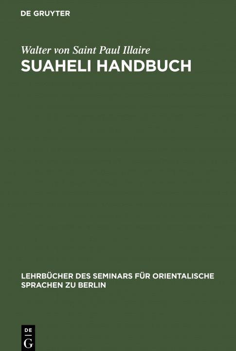 Knjiga Suaheli Handbuch Walter Von Saint Paul Illaire