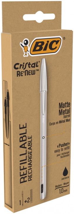Carte Długopis Cristal Renew Metal BIC czarny pudełko 1+ wkład 2szt 