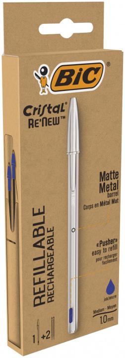 Książka Długopis Cristal Renew Metal BIC niebieski pudełko 1+wkład 2szt 