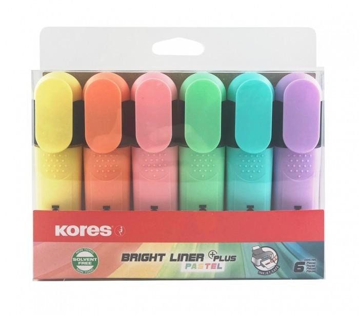 Papírenské zboží Kores Bright liner plus - pastel 6 barev 